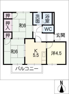 アーバンスクエアー(3K/2階)の間取り写真