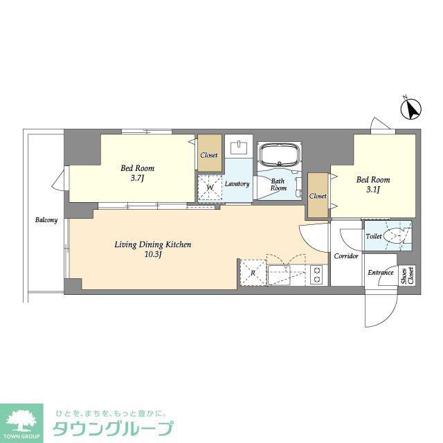 ドゥーエ曳舟III(2LDK/9階)の間取り写真
