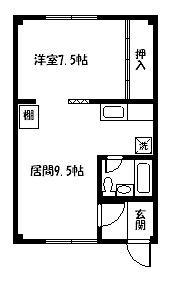 ハイツミッシェル(1DK/2階)の間取り写真