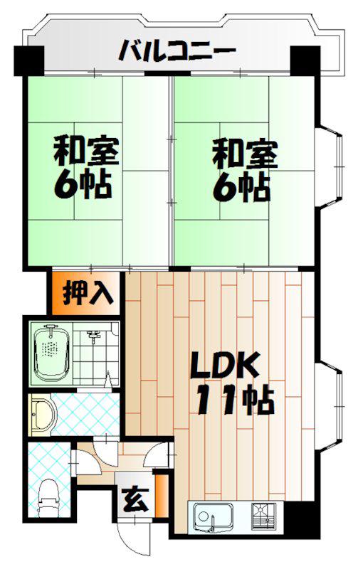アスティー別院(2LDK/4階)の間取り写真