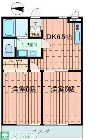 ライフメゾン(2DK/2階)の間取り写真
