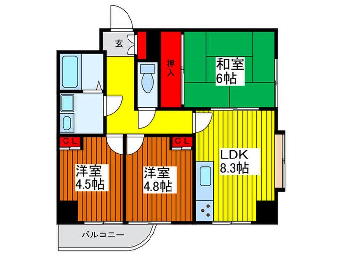 ハイネグランデ(3LDK/4階)の間取り写真