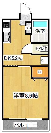 コフレ朝霧(1DK/2階)の間取り写真