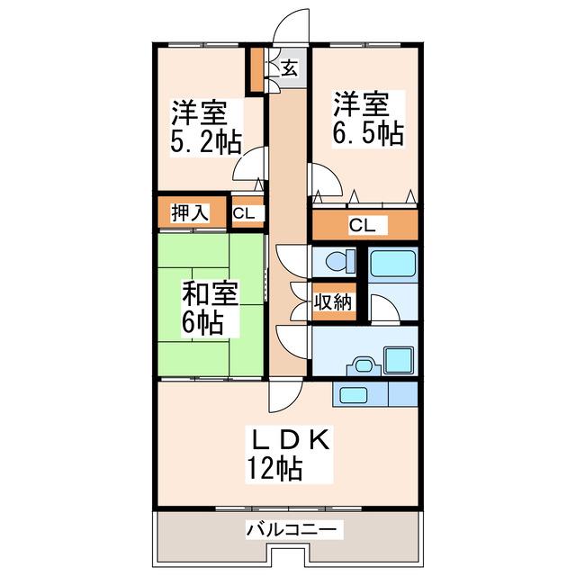 ベルス出水(3LDK/1階)の間取り写真