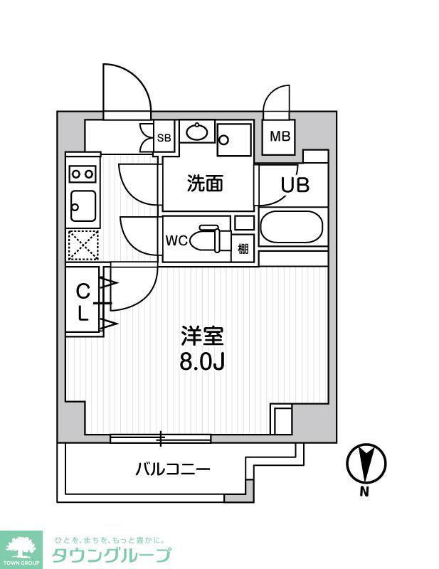 ALTERNA菊川II(1K/5階)の間取り写真