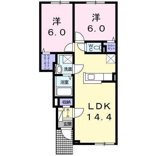 タカトモドリーム北広島(2LDK/1階)の間取り写真