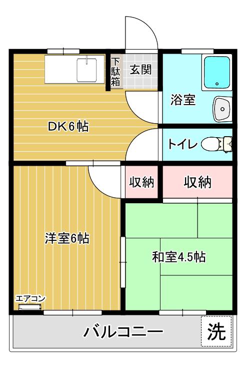 ウィルコート(2DK/2階)の間取り写真