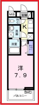 ベル フルール(1K/1階)の間取り写真