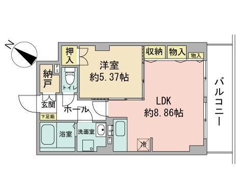 レジデンスカープ札幌(1LDK/6階)の間取り写真