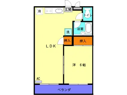 サンライフ21ミナミ(1LDK/2階)の間取り写真
