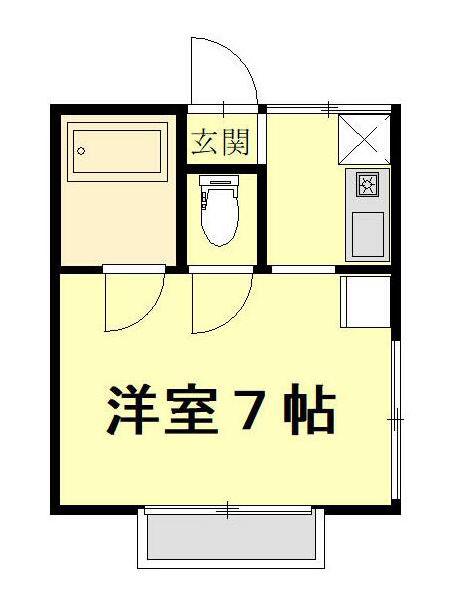 グリーンフィールドI(ワンルーム/2階)の間取り写真