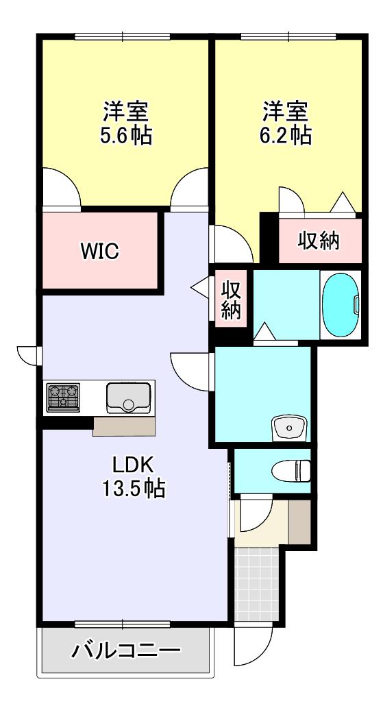 フォンス B(2LDK/1階)の間取り写真