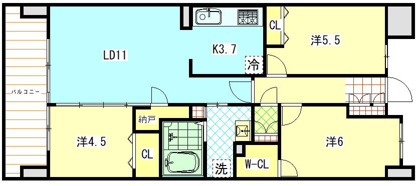 DRESSER 新田東(3SLDK/3階)の間取り写真