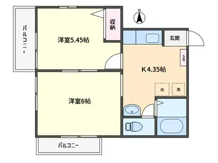 コンフォルト逗子(2K/2階)の間取り写真