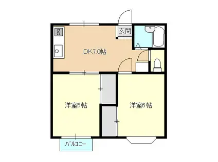 ヴェルデ・パルコ A(2DK/1階)の間取り写真