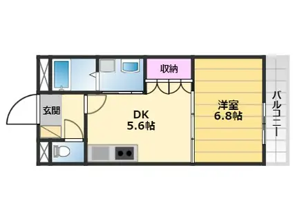 メゾン・サンフィット(1DK/2階)の間取り写真