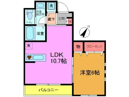 ドミールサワダ(1LDK/3階)の間取り写真