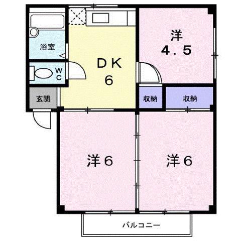 シティハイツ山田A(3DK/2階)の間取り写真