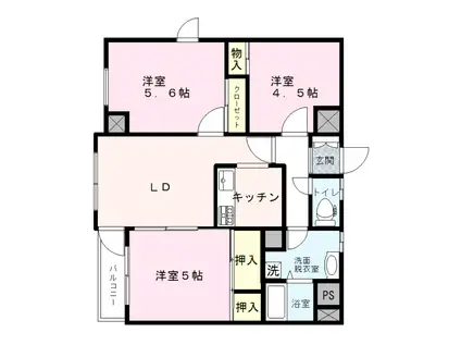 アルカディア岡崎(3LDK/3階)の間取り写真