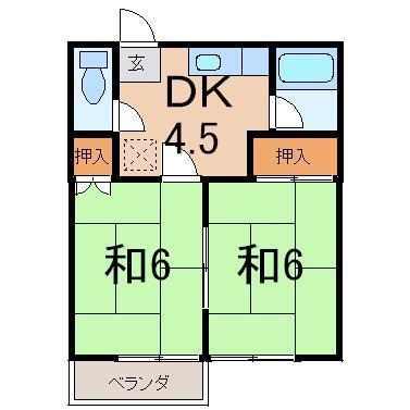 フジサワアパート(2DK/2階)の間取り写真