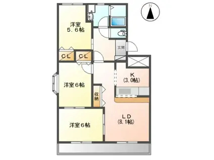 ファミール(3LDK/2階)の間取り写真