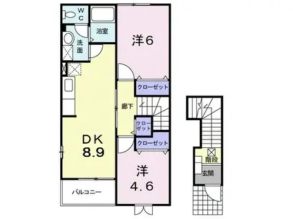 ファーストデューVI(2DK/2階)の間取り写真