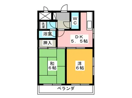 ひばりロイヤルマンション(2DK/2階)の間取り写真