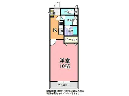 ライズヒル(1K/3階)の間取り写真