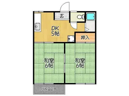 サニーウェル(2DK/1階)の間取り写真