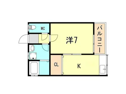 メゾンド須磨 B棟(1K/2階)の間取り写真