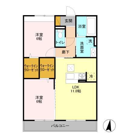 シェグラヴェート(2LDK/1階)の間取り写真