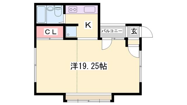 大昌ハイツ(1K/2階)の間取り写真