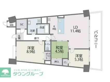 アイランドシティ インフィニガーデンノース(3LDK/9階)の間取り写真