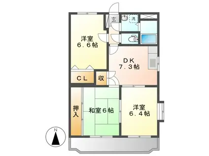 ブライトコートI(3DK/2階)の間取り写真