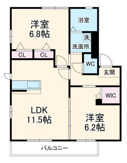 ハイム向野(2LDK/2階)の間取り写真