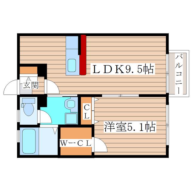 グランフォーレタウン(1LDK/1階)の間取り写真