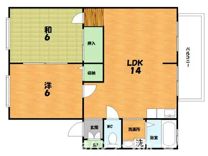 ロアール(2LDK/2階)の間取り写真
