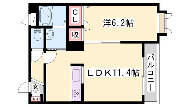 カルムリー福崎C(1LDK/1階)の間取り写真