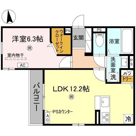 アザレア深江橋(1LDK/2階)の間取り写真