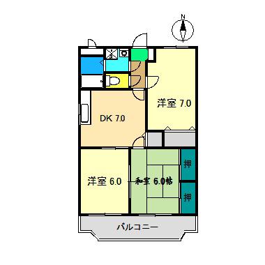 アドバンス(3DK/2階)の間取り写真