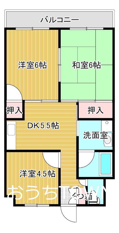 徳和マンション(3DK/3階)の間取り写真