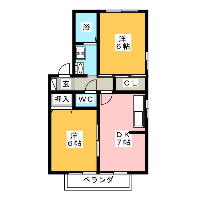 ルミエール高根(2DK/1階)の間取り写真