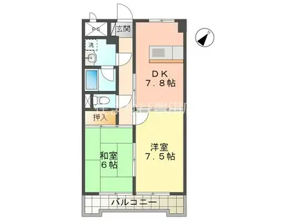 サンヨウハイネス(2DK/8階)の間取り写真