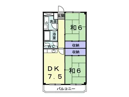 サンロイヤルマンション(2DK/2階)の間取り写真