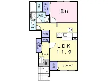 アルブルボア(1LDK/1階)の間取り写真