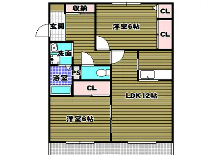 ステージパティオ(2LDK/2階)の間取り写真