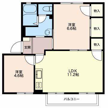 ウィンディーSUZUKA A(2LDK/1階)の間取り写真