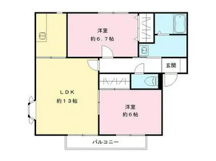サンガーデン小山 II号館(2LDK/1階)の間取り写真