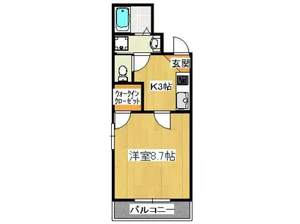 プログレッソ船橋II(1K/1階)の間取り写真