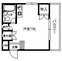 ドミトリーときわII(ワンルーム/2階)の間取り写真
